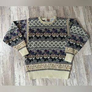 Vintage Patterned Wool Blend Sweater